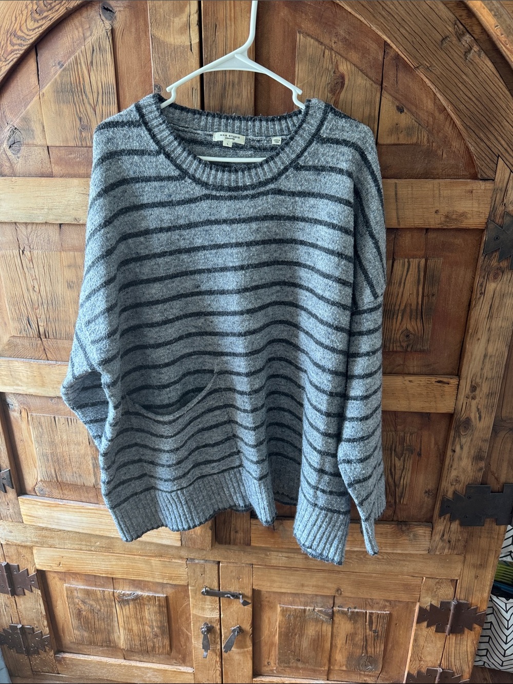 Cozy Gray Striped Women's Sweater Max Studio.